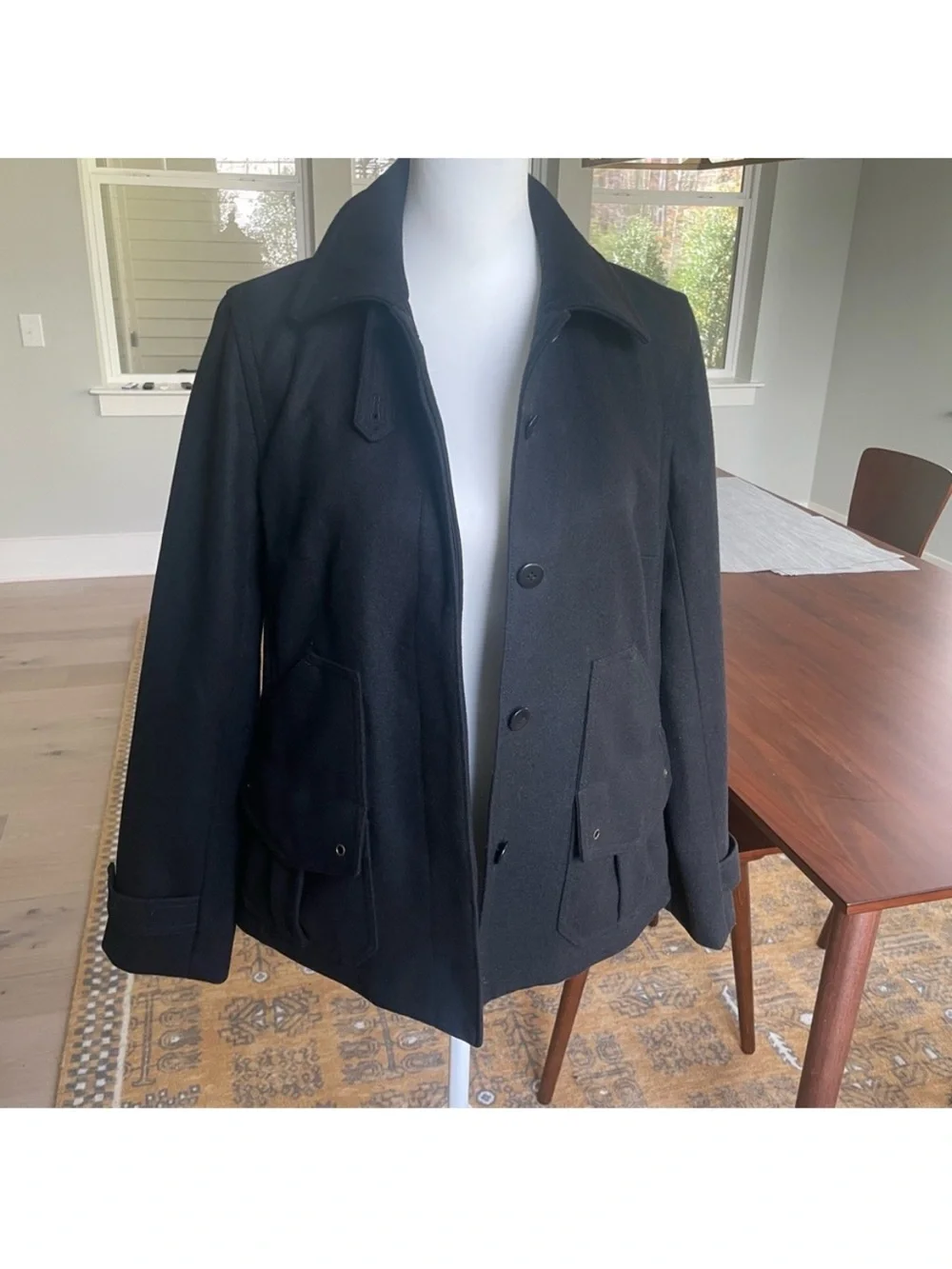 J.Crew Wool Black 4 Pocket Coat - Picture 7 of 8